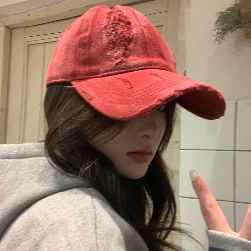 Plain Distressed Baseball Cap