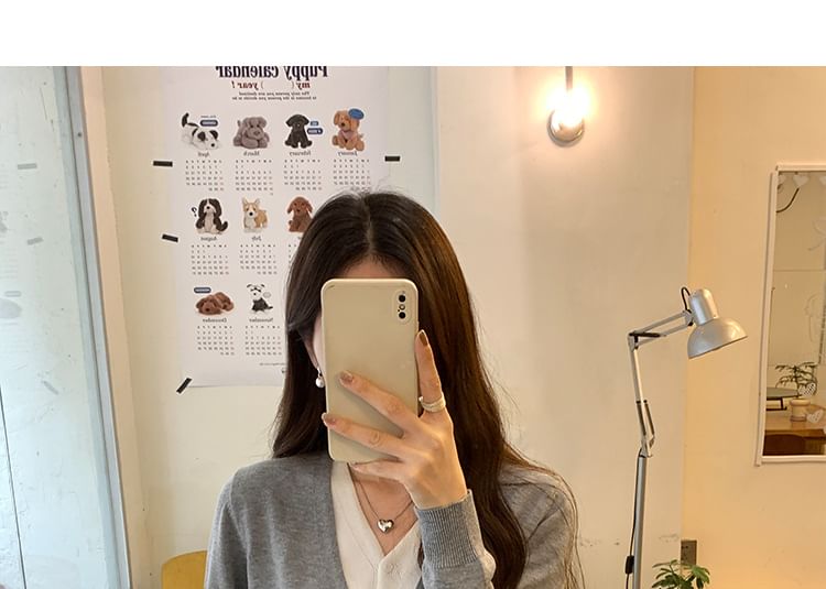 Mock Two-Piece V-Neck Cardigan
