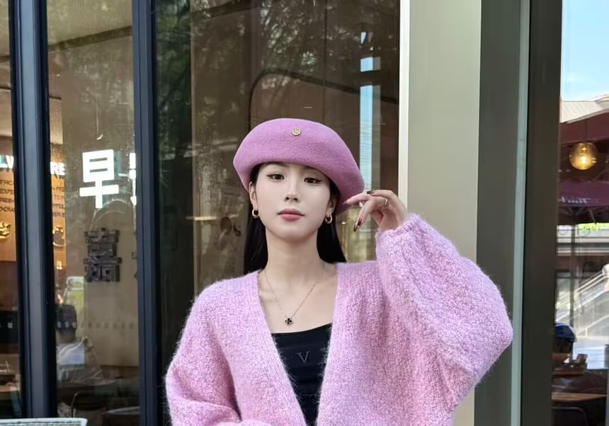 Plain V-Neck Cardigan