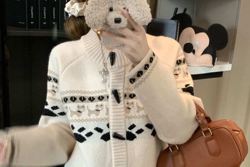Crewneck Jacquard Cardigan and Mini Skirt Set