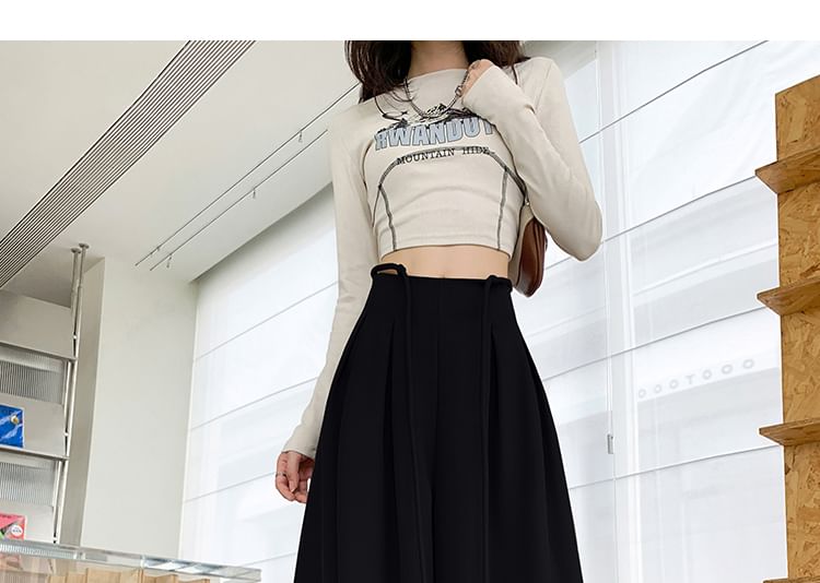 (Various Pants Plain Designs) Rise Leg High Wide