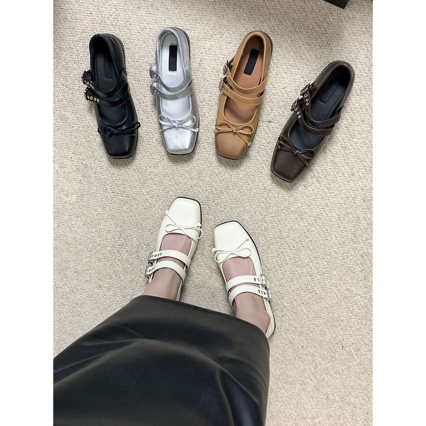 Mary Square Bow Jane Toe Shoes