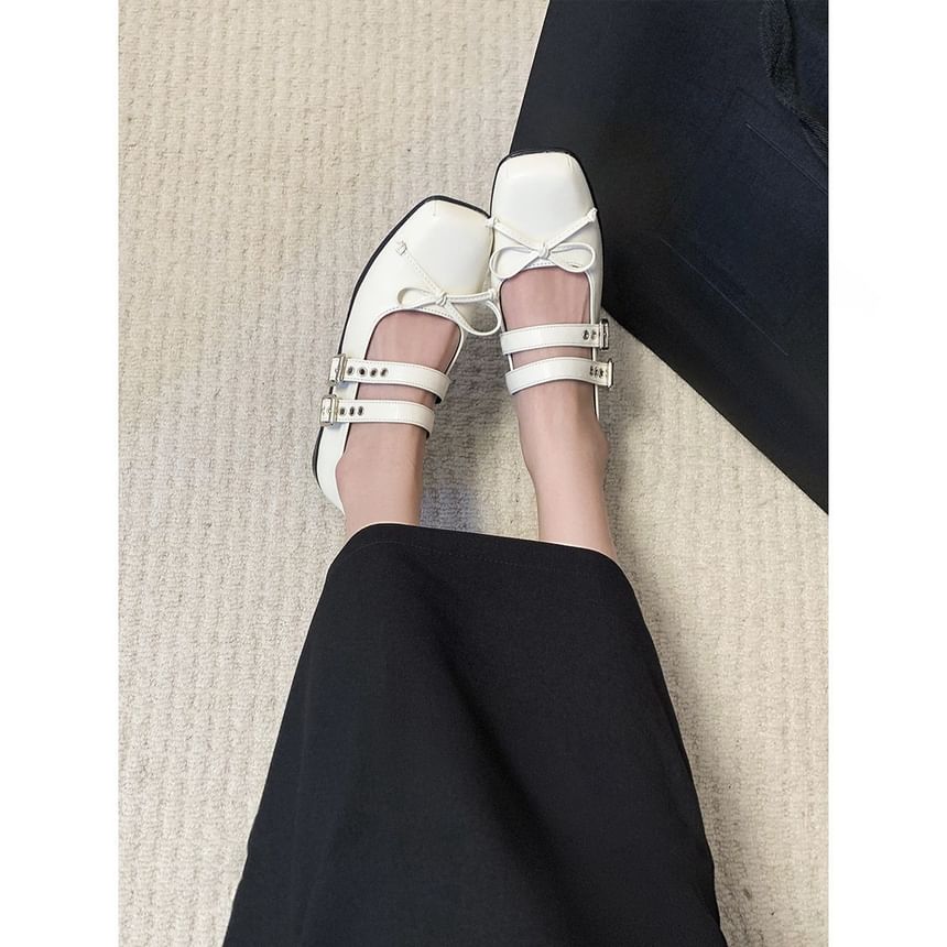 Mary Square Bow Jane Toe Shoes