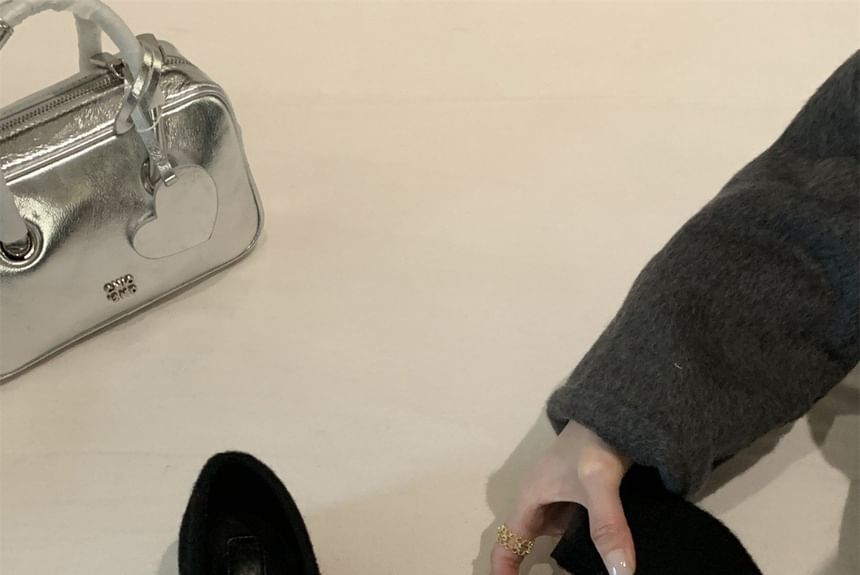 Buckle Block Square Toe Pumps Rhinestone Heel