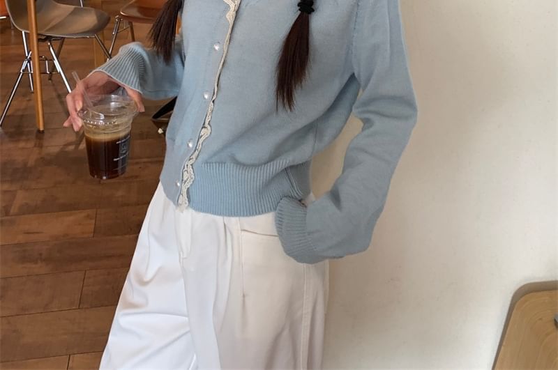 Hooded Lace Trim Cardigan