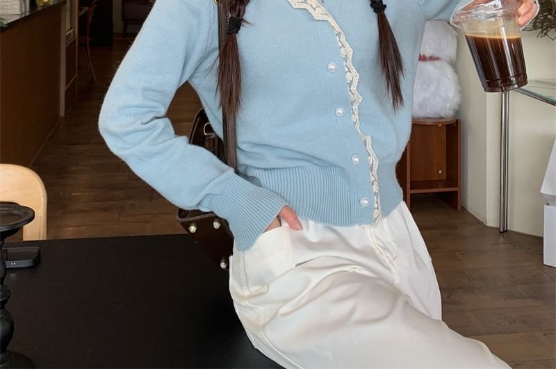 Hooded Lace Trim Cardigan