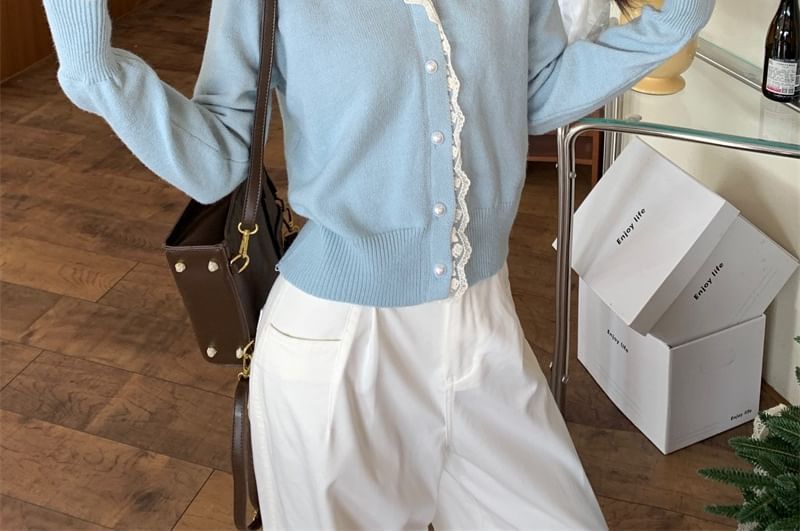 Hooded Lace Trim Cardigan