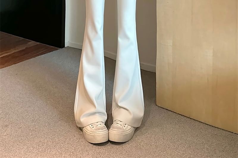 Bootcut Plain Pants Rise High