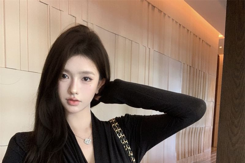 Waist Plain Shawl Tie Collar Cardigan