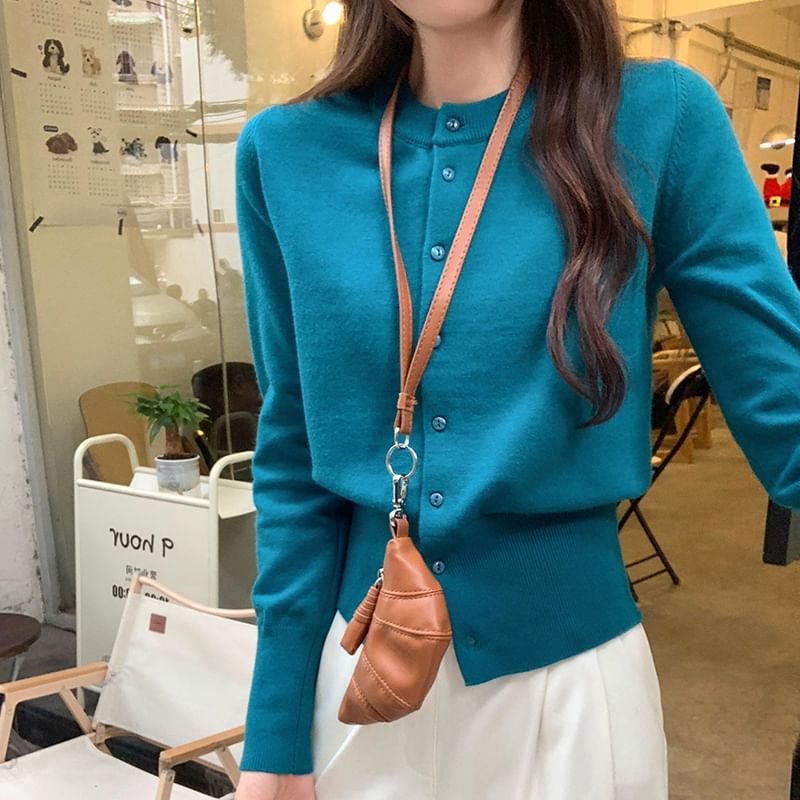Plain Round Neck Cardigan