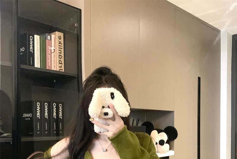 Set: Scoop Neck Ribbed Tank Top & Cardigan