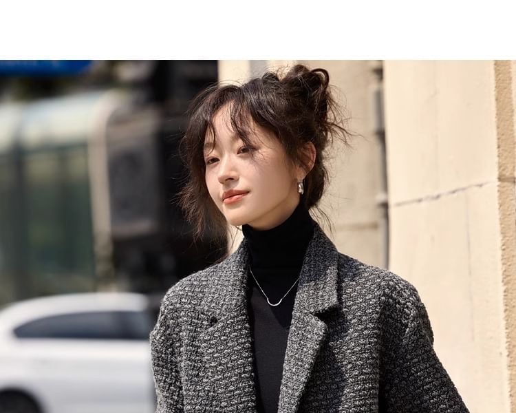 Collared Tweed Button Coat