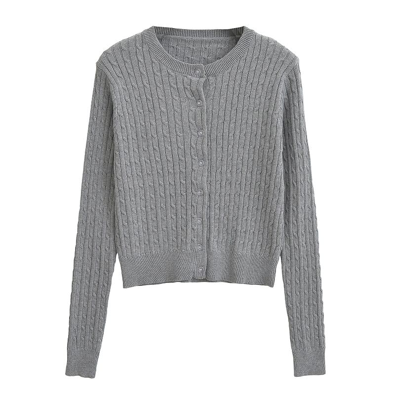 Cable Knit Round Neck Cardigan