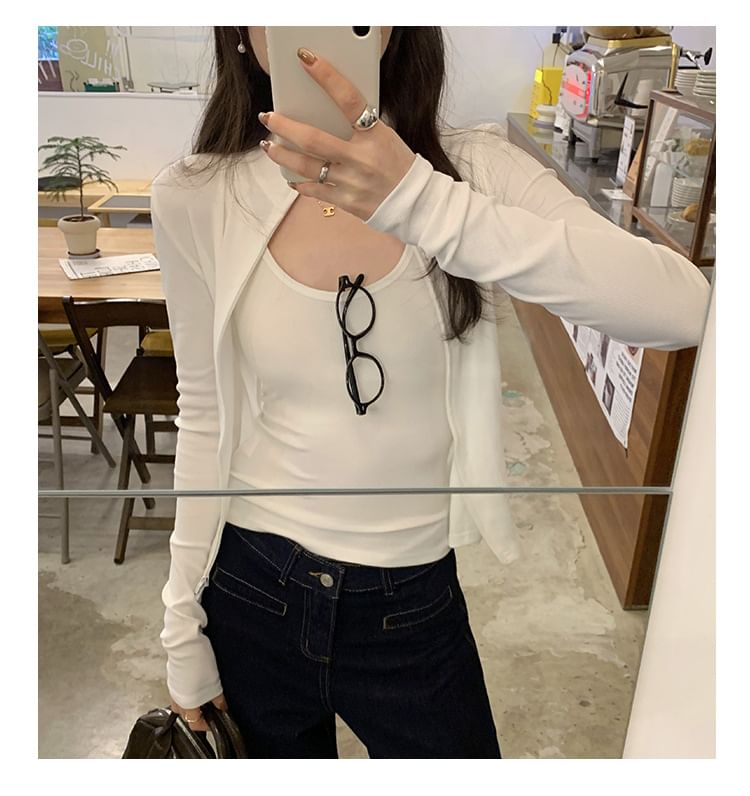 Long Sleeve Stand Collar Slim Fit Cardigan
