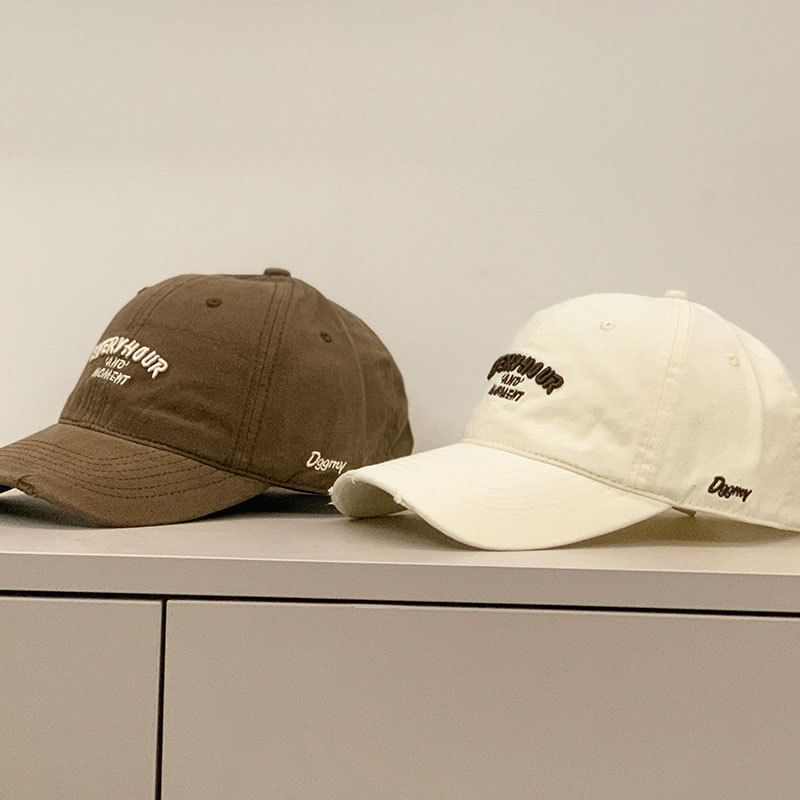 Distressed Embroidered Baseball Cap Lettering