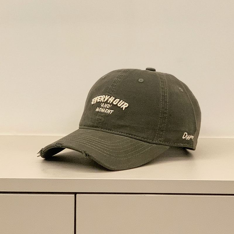 Distressed Embroidered Baseball Cap Lettering