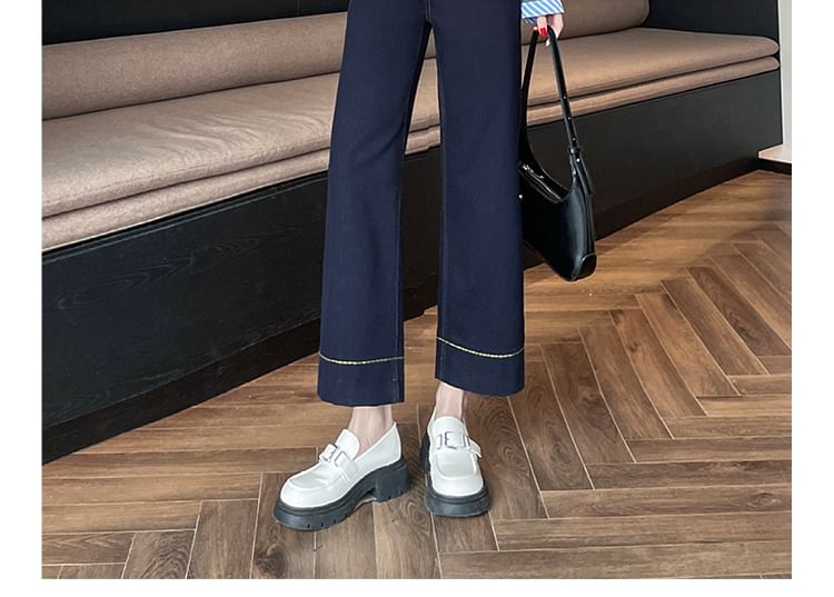 (Various High Jeans Leg Washed Designs) Straight Waist