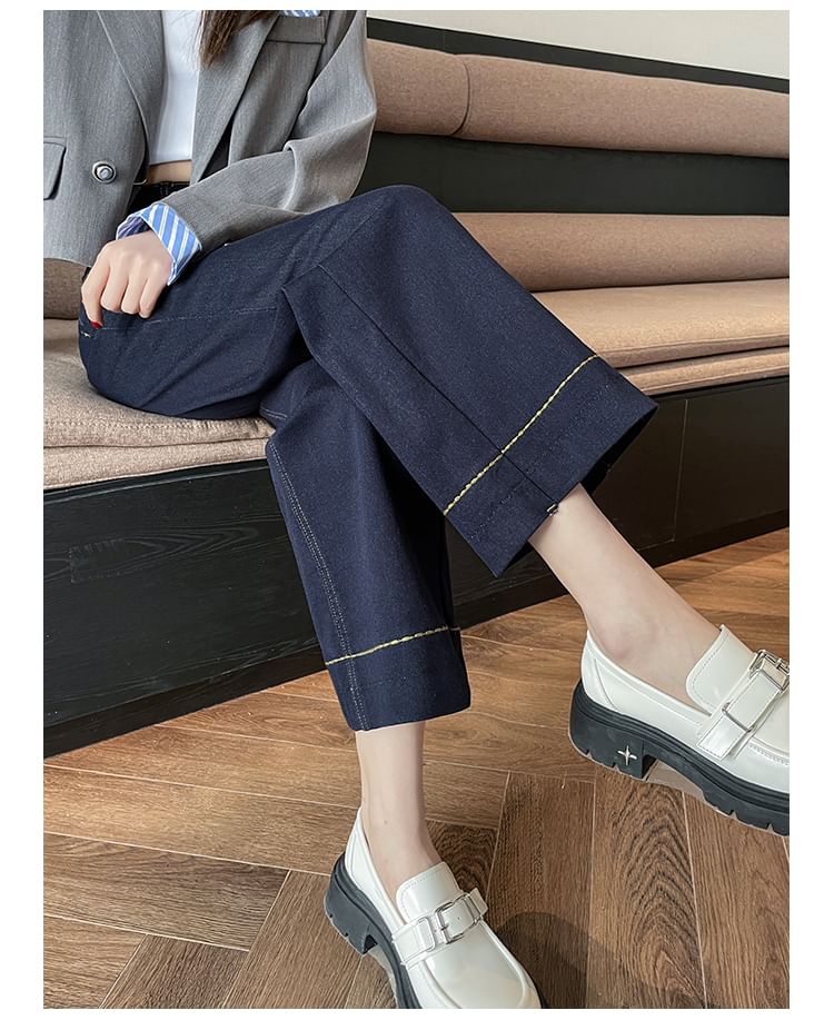 (Various High Jeans Leg Washed Designs) Straight Waist