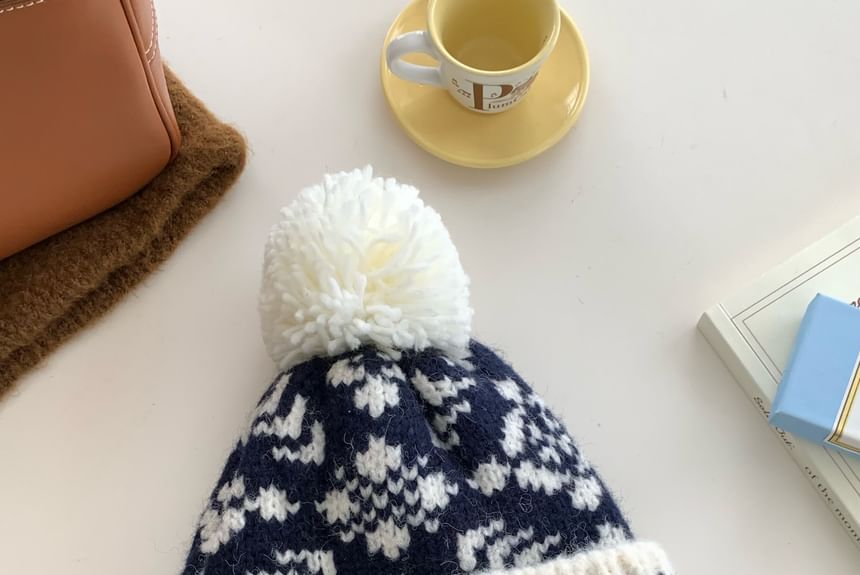 Pom Patterned Beanie