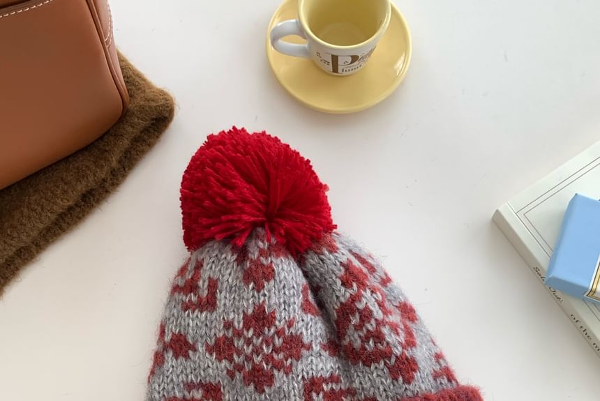 Pom Patterned Beanie