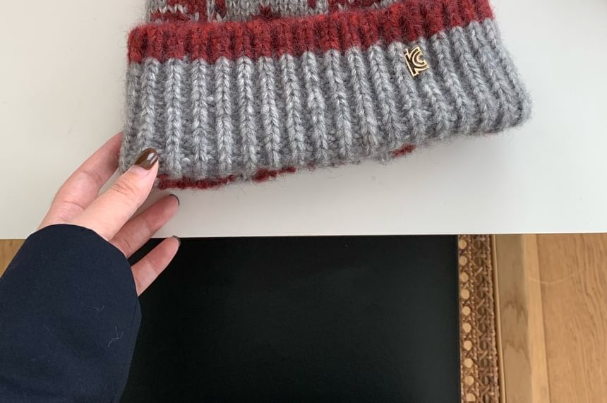 Pom Patterned Beanie