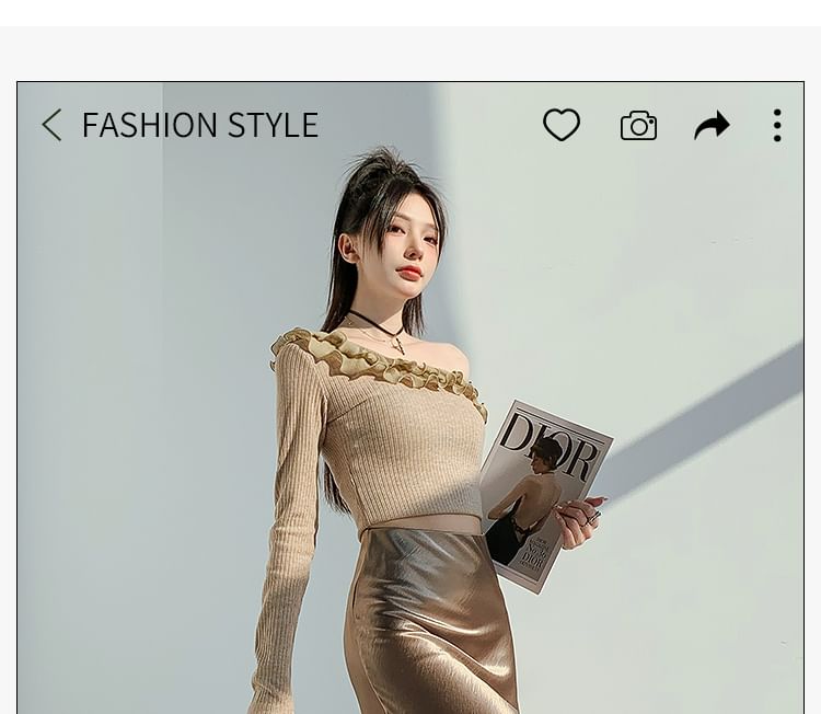 Waist Midi High A-Line Satin Plain Skirt