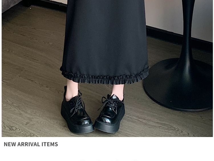 Rise Skirt Slit Ruffle A-Line Trim Plain High Midi