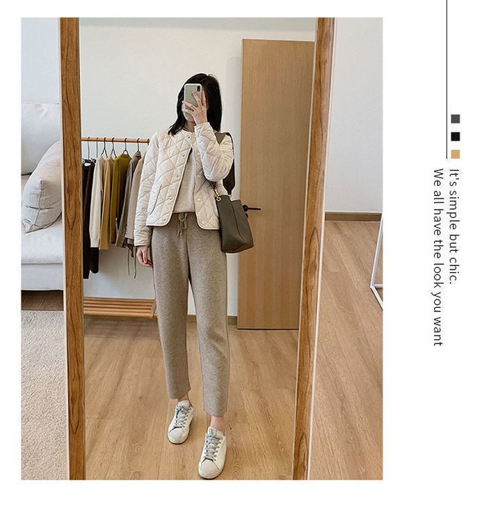 Jacket V-Neck Button-Up Quilted