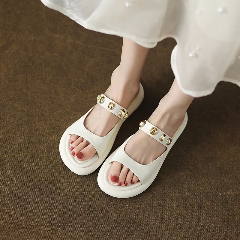 Slide Sandals Studded Platform