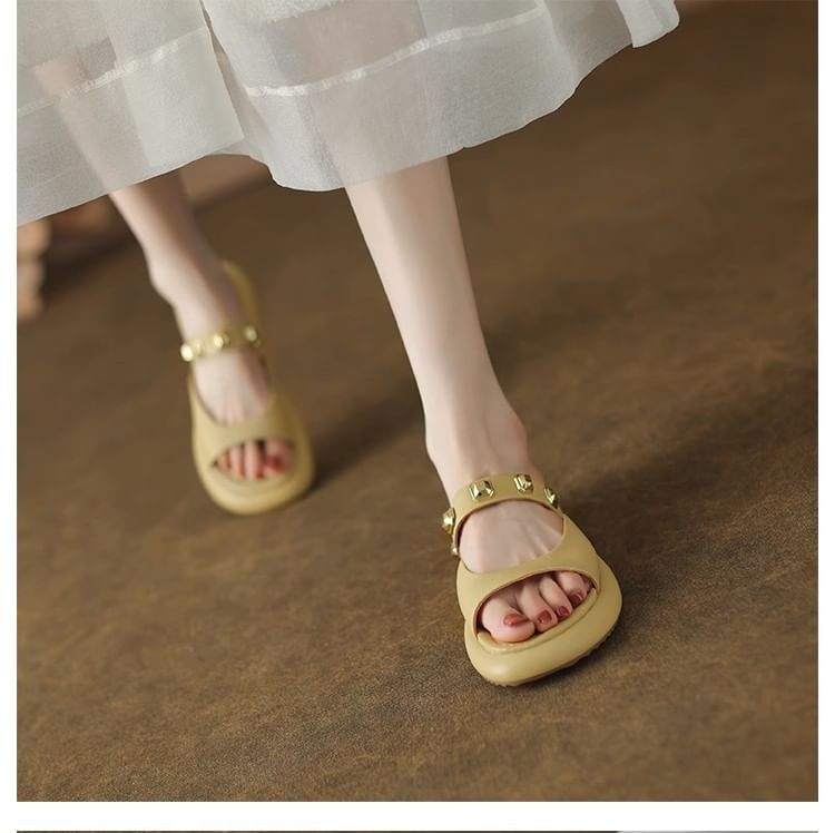 Slide Sandals Studded Platform