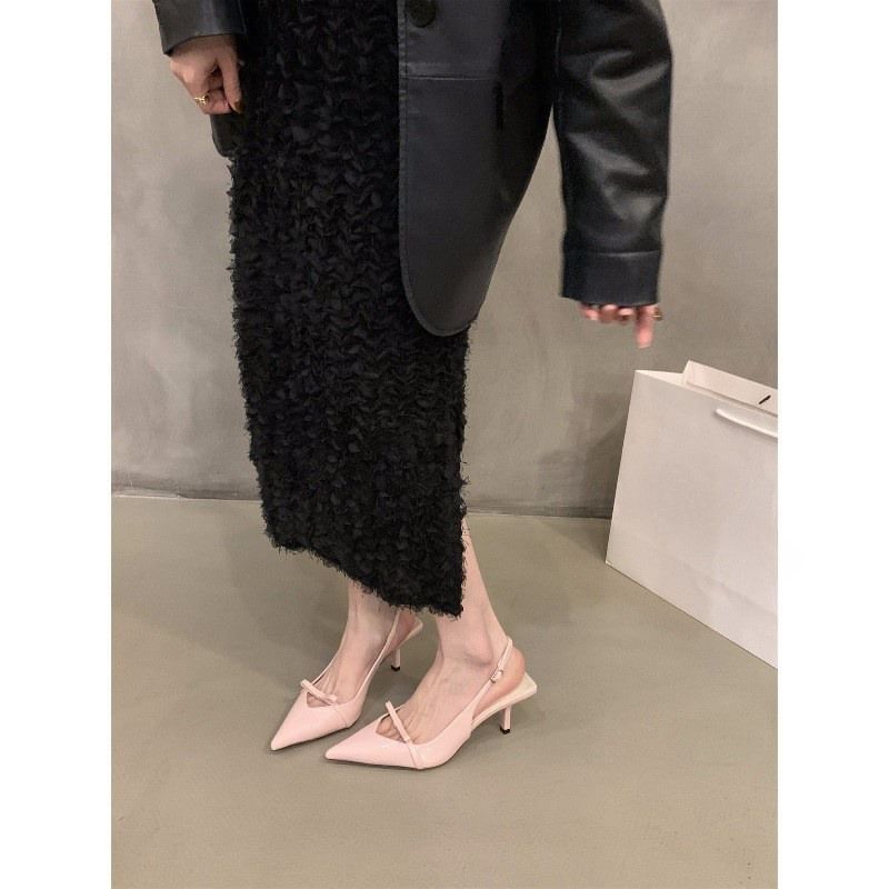 Heel Slingback Bow Sandals Pointy High