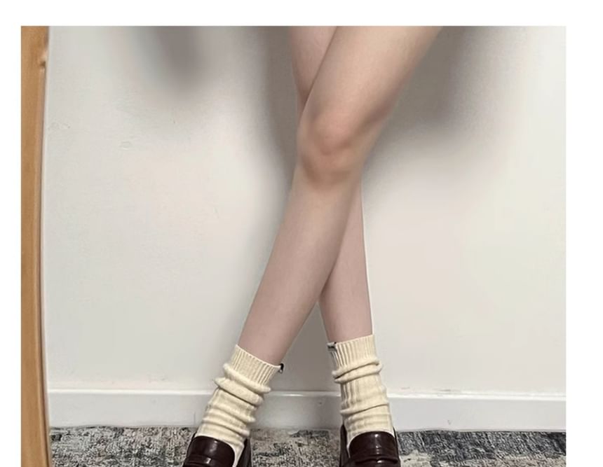 Leather Heel Block Faux Loafers