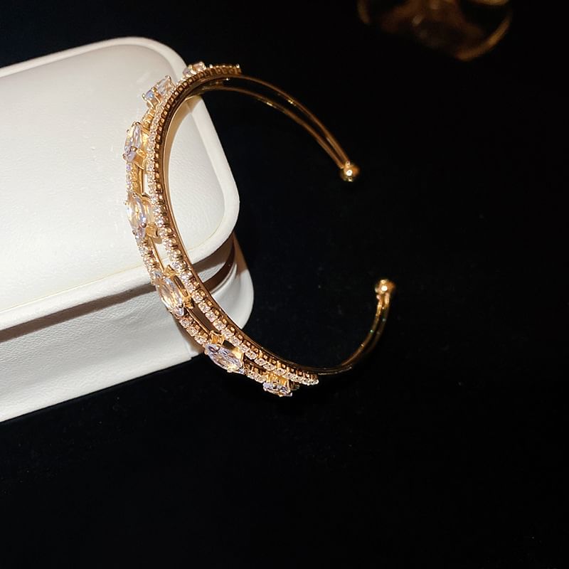 Rhinestone Bangle Open