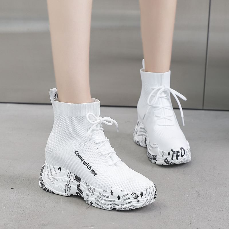 Boots Platform Lace-Up Printed Short