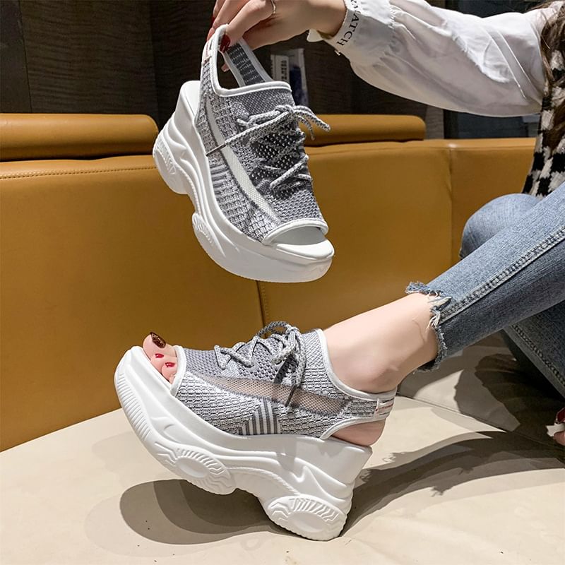 Peep-Toe Cutout Platform Sneakers
