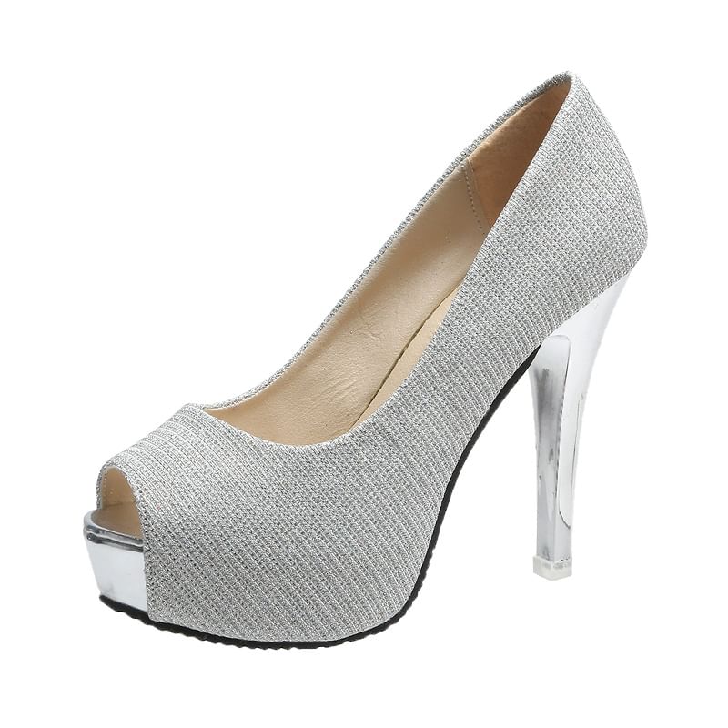 Peep-Toe Heel Pump Platform Stiletto Glitter