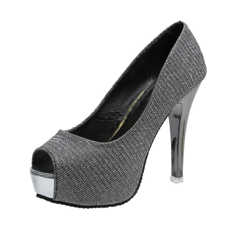 Peep-Toe Heel Pump Platform Stiletto Glitter