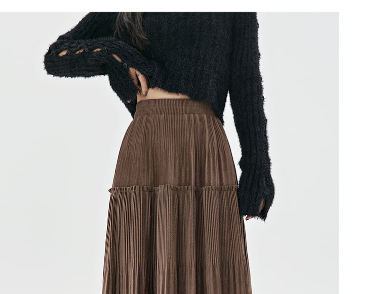 Velvet High Skirt A-Line Rise Midi