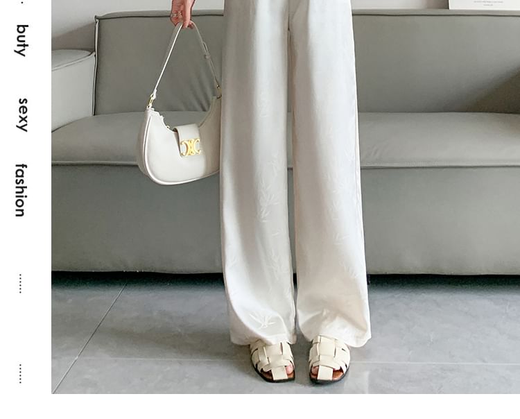 Leg Jacquard Designs) Wide Waist Bamboo High Pants (Various