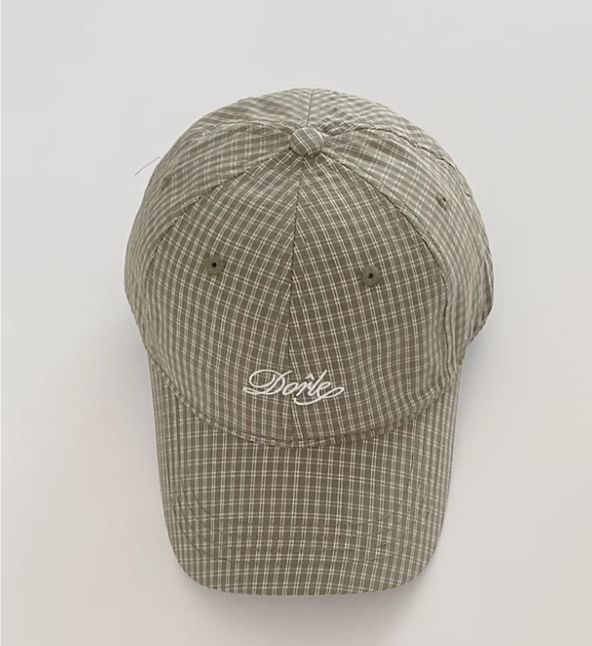 Plaid Embroidered Baseball Lettering Cap