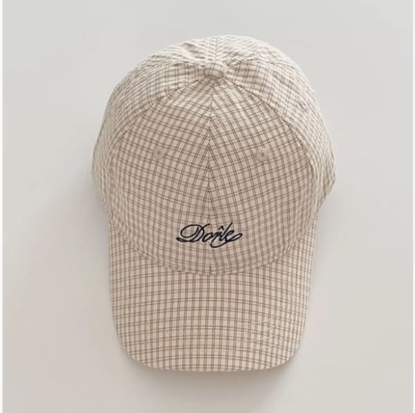 Plaid Embroidered Baseball Lettering Cap