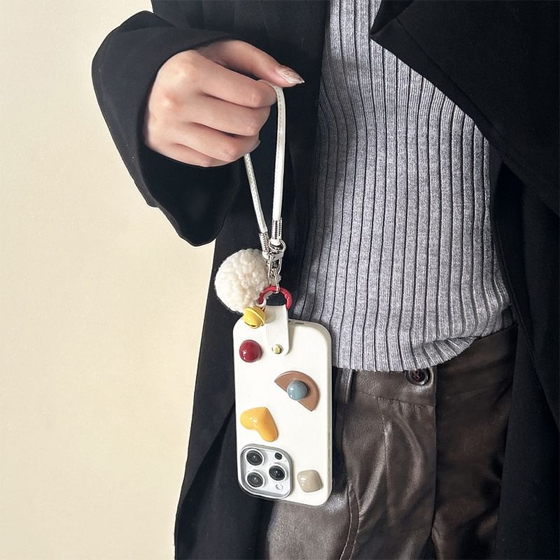 Strap with Geometric Case Phone Pom