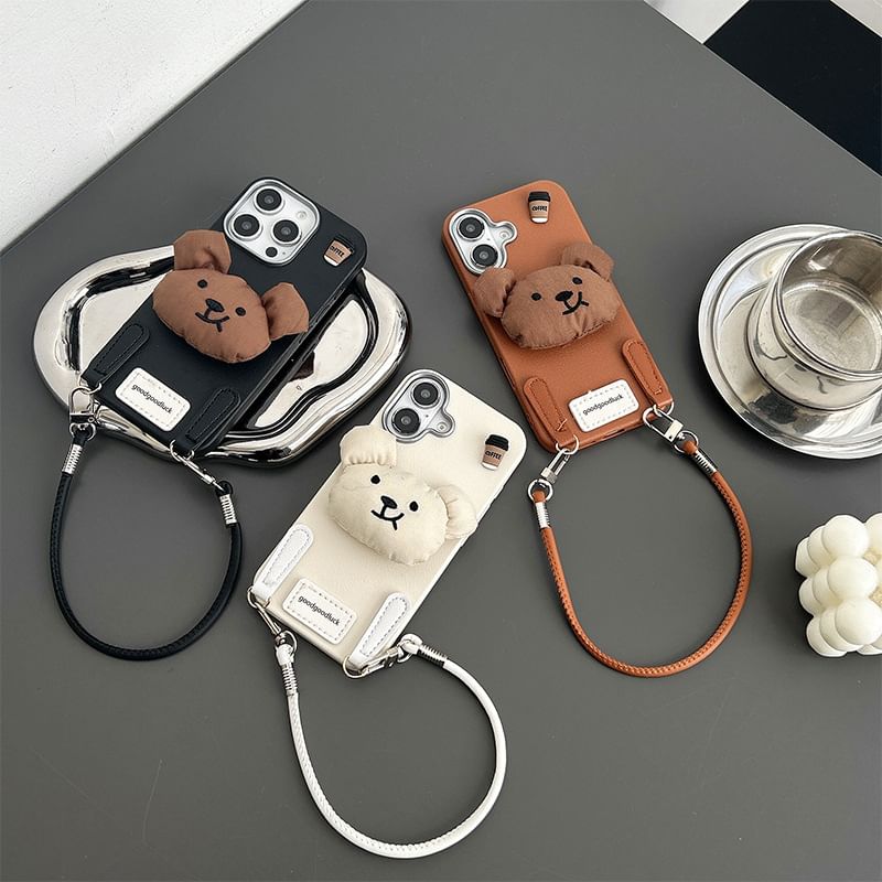 Strap Phone Puffed Case with Bear