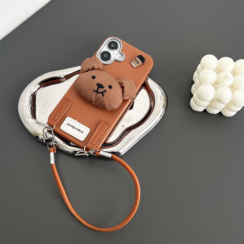 Strap Phone Puffed Case with Bear