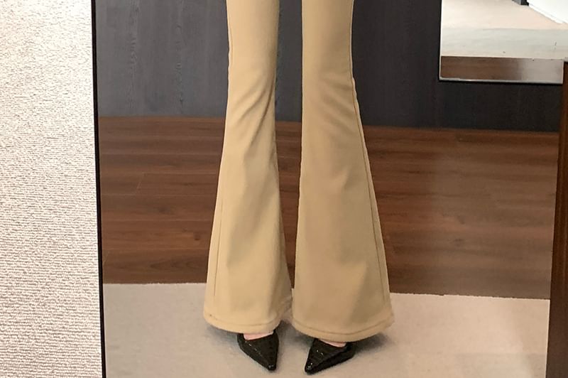 Pants Flared Plain High Waist
