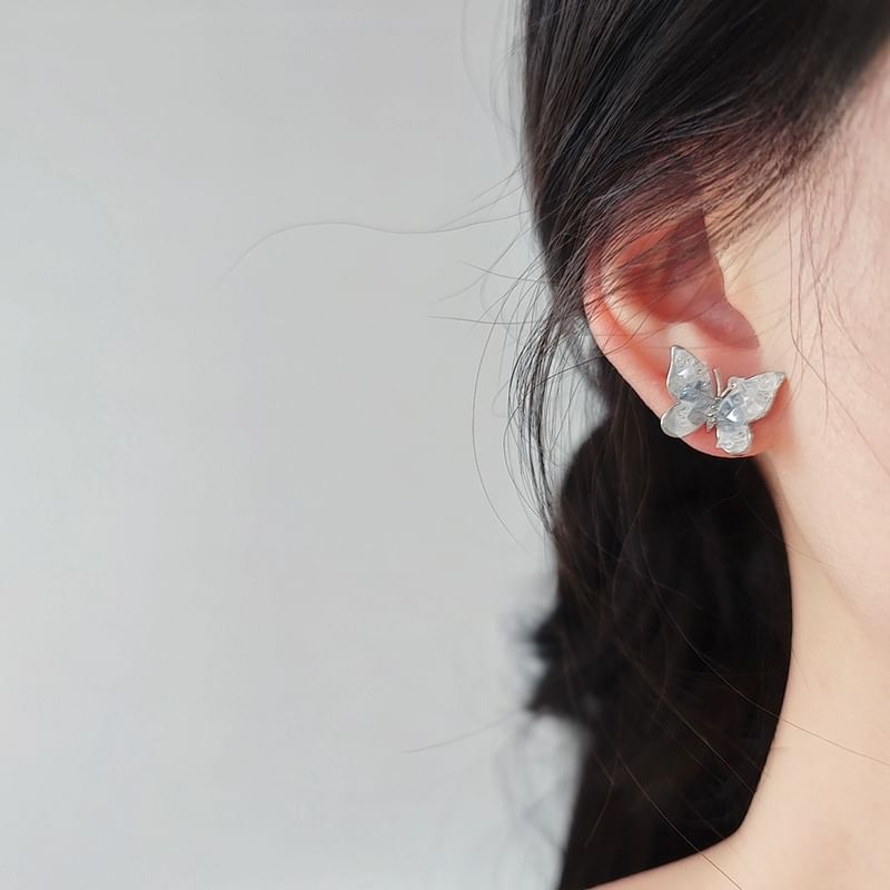 Stud On Earring / Butterfly Rhinestone Clip