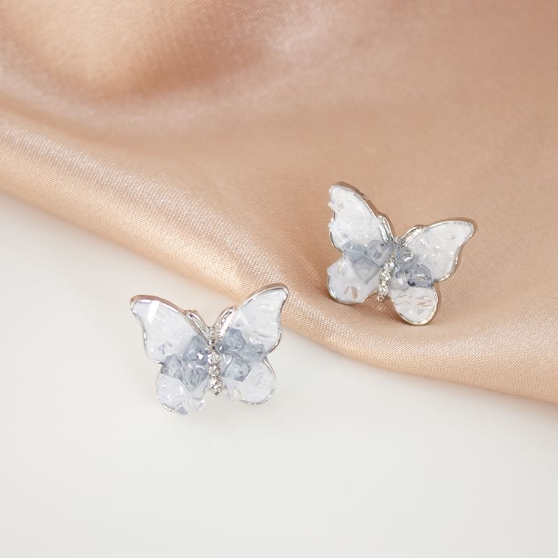 Stud On Earring / Butterfly Rhinestone Clip