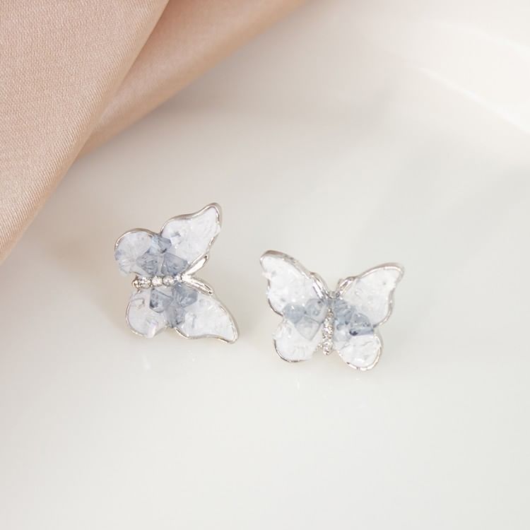 Stud On Earring / Butterfly Rhinestone Clip