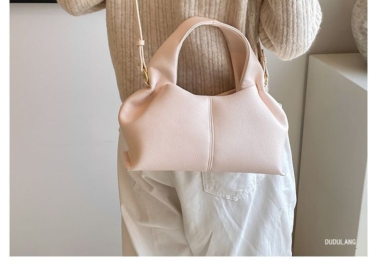 Plain Faux Leather Bag Handle Crossbody Top