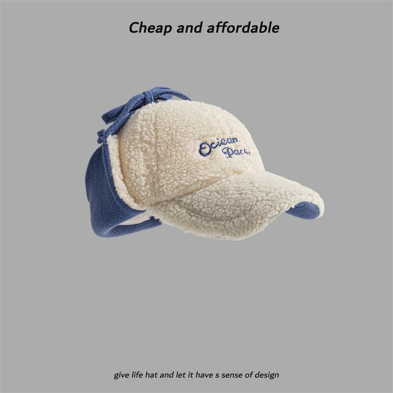 Embroidered Lettering Cap Earflap Baseball
